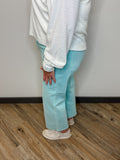 Blue Sky Raw Hem Crop Wide Jean