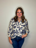 Split Neck Floral Printed Blouse
