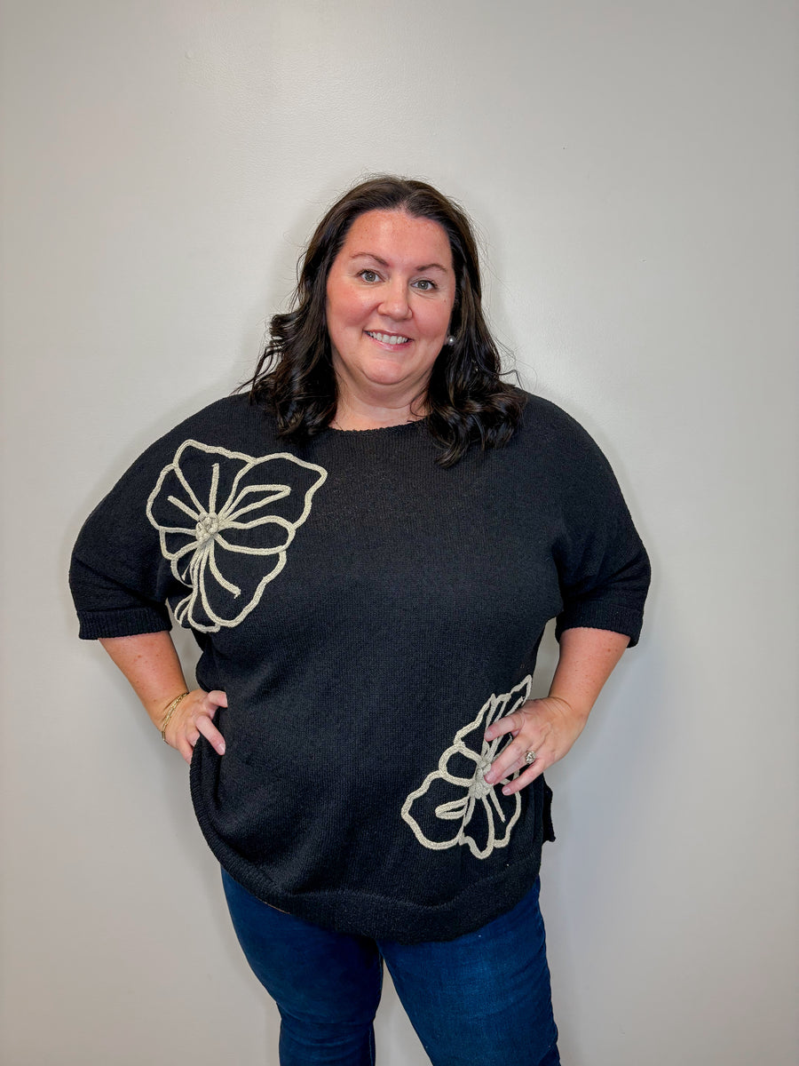 Loose Knit Floral Top – The Fashion Farm Boutique