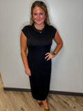 Solid Cap Sleeve Dress
