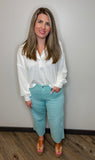 Blue Sky Raw Hem Crop Wide Jean