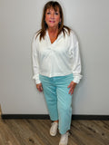 Blue Sky Raw Hem Crop Wide Jean