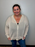 Zip Up Loose Knit Cardi