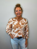Split Neck Floral Printed Blouse