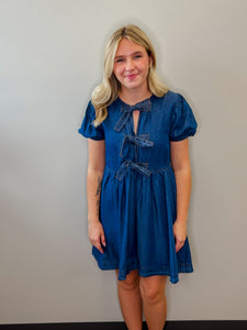 Chambray Front Tie Dress