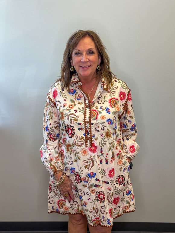 Printed Button Stitch Dress