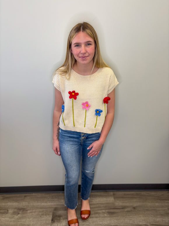 3D Floral Knit Top