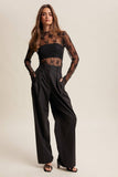 Sheer Lace Long-Sleeve Top
