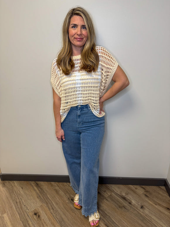 Embroidered Hem Pant