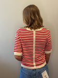 Stripe Contrast Short Sleeve Sweater