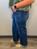 High Rise Wide Leg Patch Pocket Jean Mica