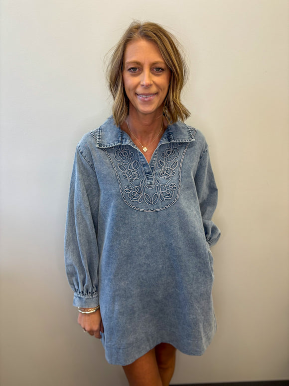 Embroidery Accent Dress