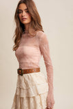 Sheer Lace Long-Sleeve Top