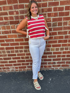 Textured Stripe Side Tie Top