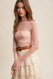 Sheer Lace Long-Sleeve Top