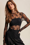 Sheer Lace Long-Sleeve Top