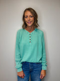 Mineral Wash Henley Waffle Top