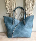 2 2-in-1 Stitch Trim Detail Shoulder/Tote Set Bag