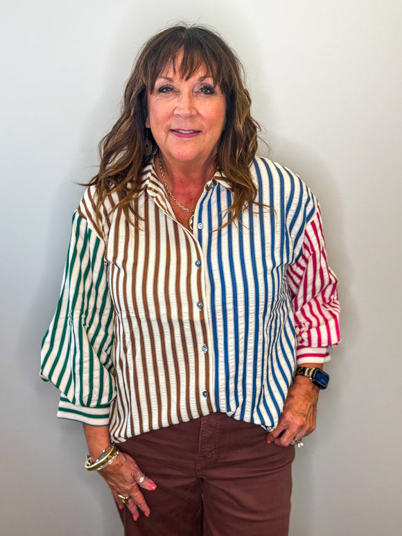 Color Way Pinstripe Top