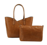2 2-in-1 Stitch Trim Detail Shoulder/Tote Set Bag