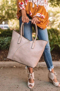 2 2-in-1 Stitch Trim Detail Shoulder/Tote Set Bag