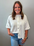 Oversized Button Front Knit Top