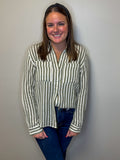 Stripe Gauze Button Up