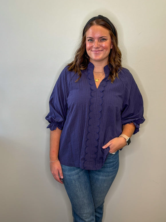 Scalloped Detail Blouse