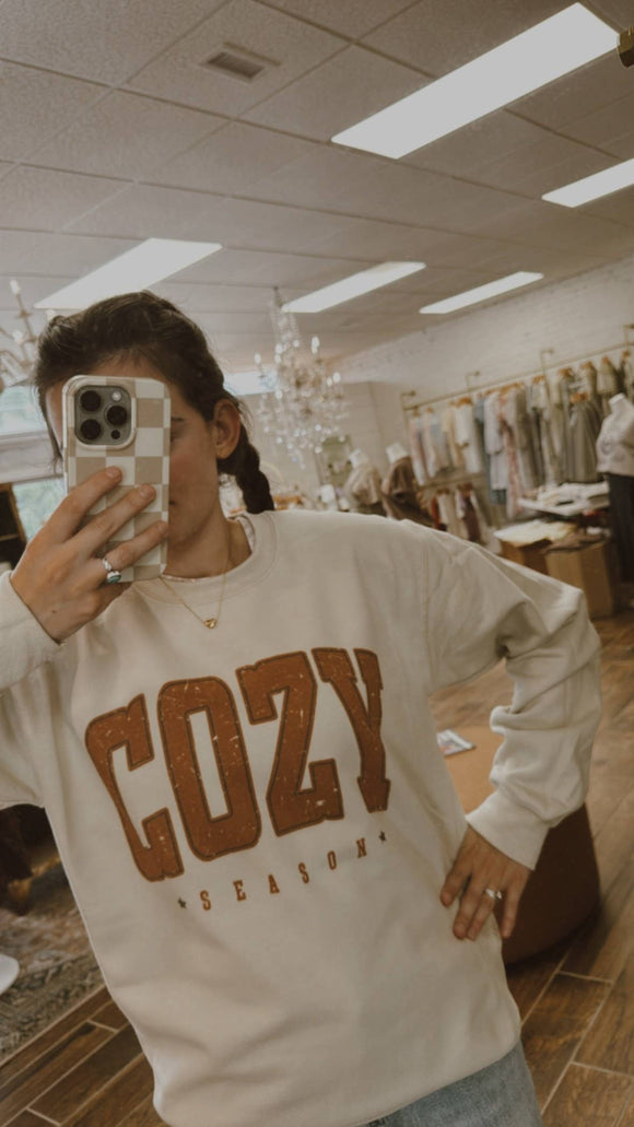 Cozy Season College Block Crew Neck Sweatshirt