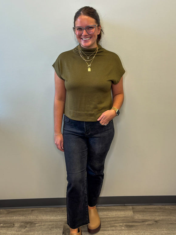 Tummy Control Mid Rise Crop Straight Jean