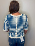 Stripe Contrast Short Sleeve Sweater