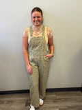 Floral Printed Twill Overalls
