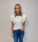 Ruffle Sleeve Solid Top