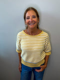 Stripe Raw Edge Sweater Top