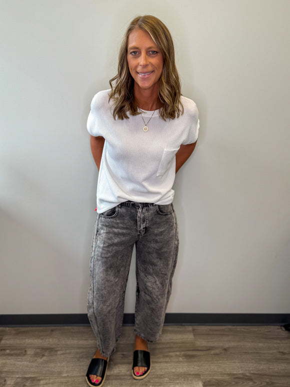 Grey WIde Leg Denim Jean