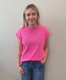 Cap Sleeve Solid Ribbed Top