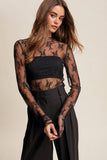 Sheer Lace Long-Sleeve Top