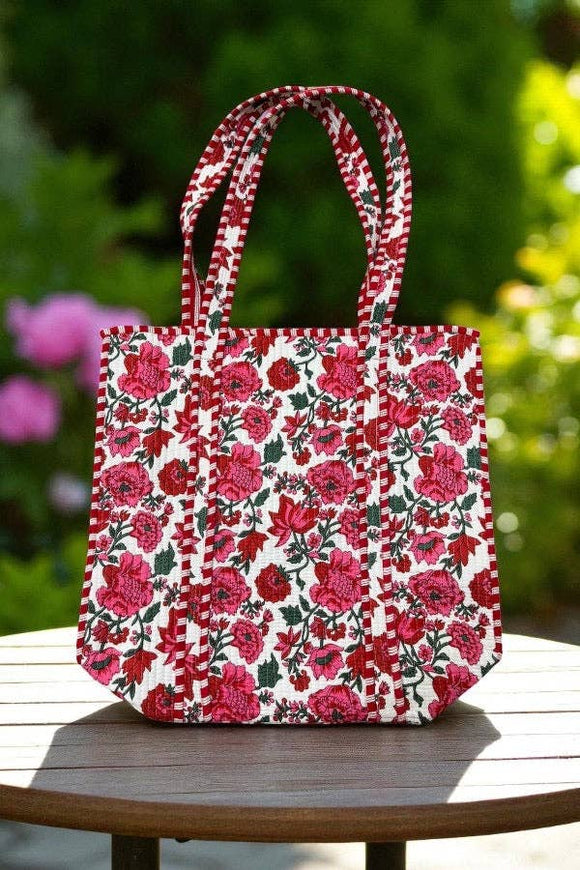 Poppy Lane Pink Floral Tote Bag