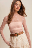 Sheer Lace Long-Sleeve Top