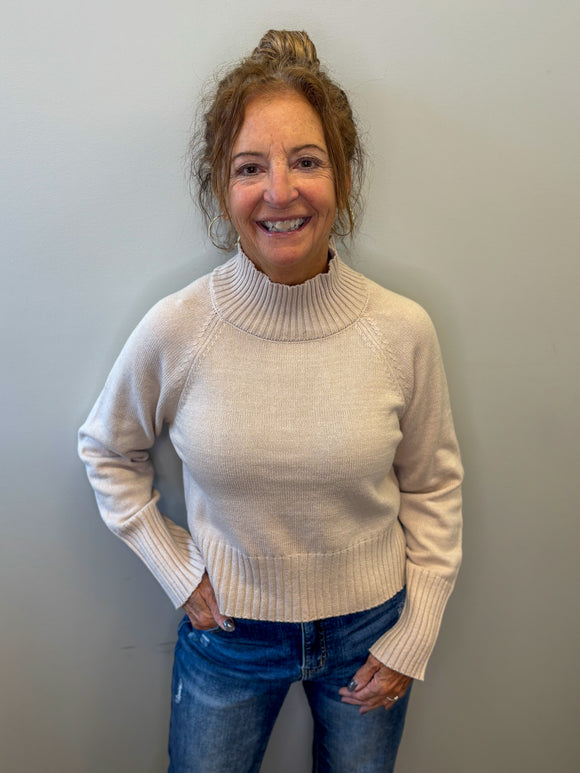 Mock Neck Cropped Sweater