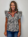 Leopard Flutter Sleeve Top