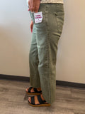 Burnt Olive Mid Rise Ankle Straight Jean