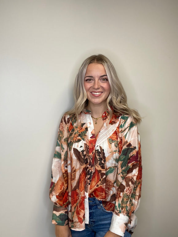 Abstract Floral Blouse