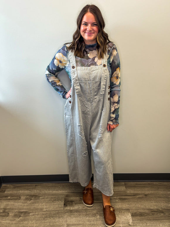 Oversized Twill Overalls