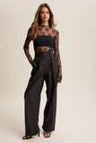 Sheer Lace Long-Sleeve Top