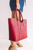 2 2-in-1 Stitch Trim Detail Shoulder/Tote Set Bag