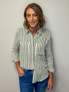 Stripe Gauze Button Up