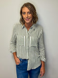 Stripe Gauze Button Up