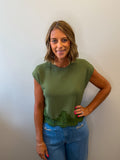Cap Sleeve Lace Detail Tee