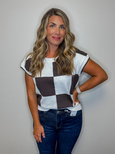 Charcoal Checkered Top